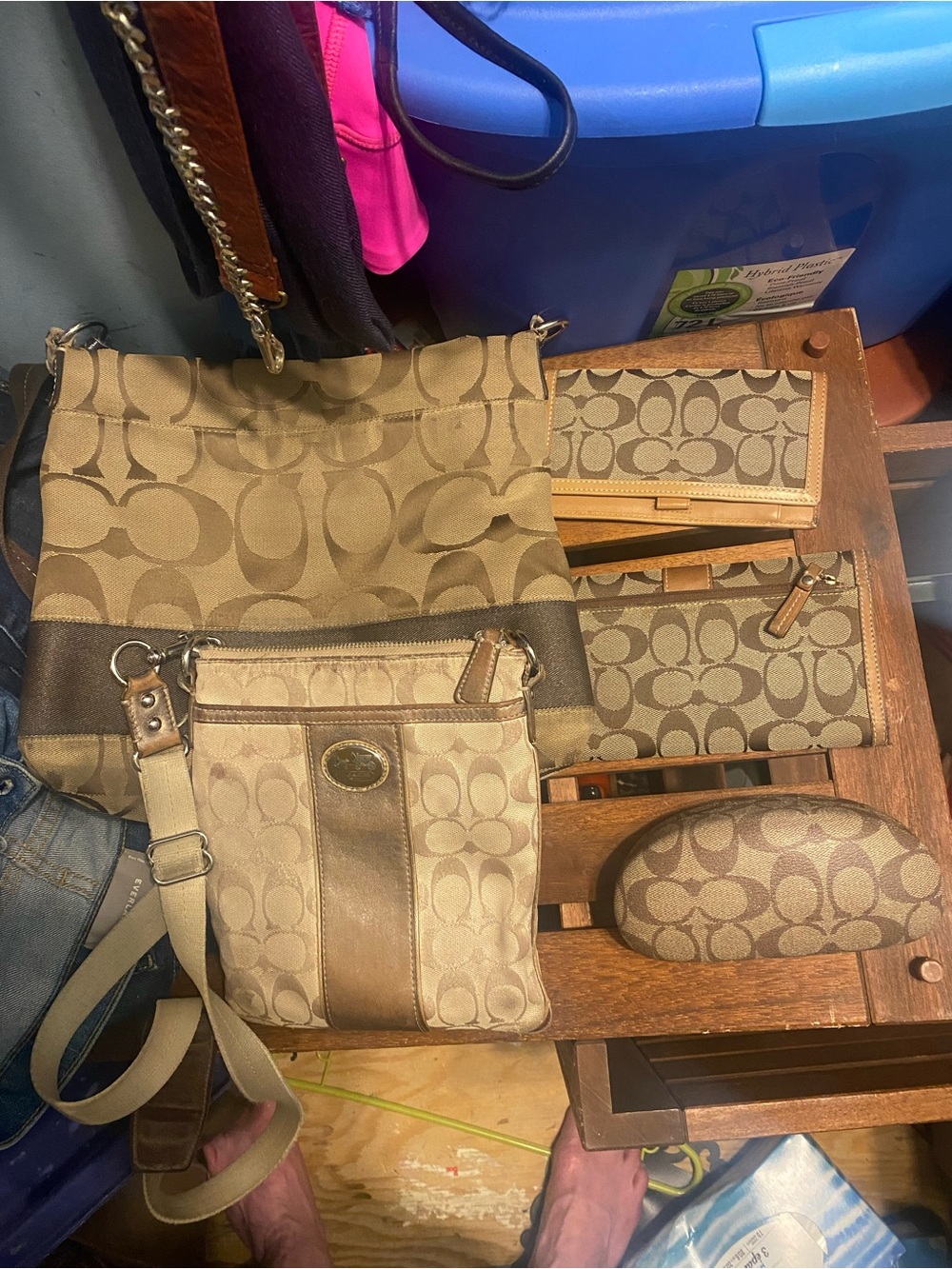 Coach Signature Stripe Swingpack Coach's iconic jacquard "C" canvas plus more